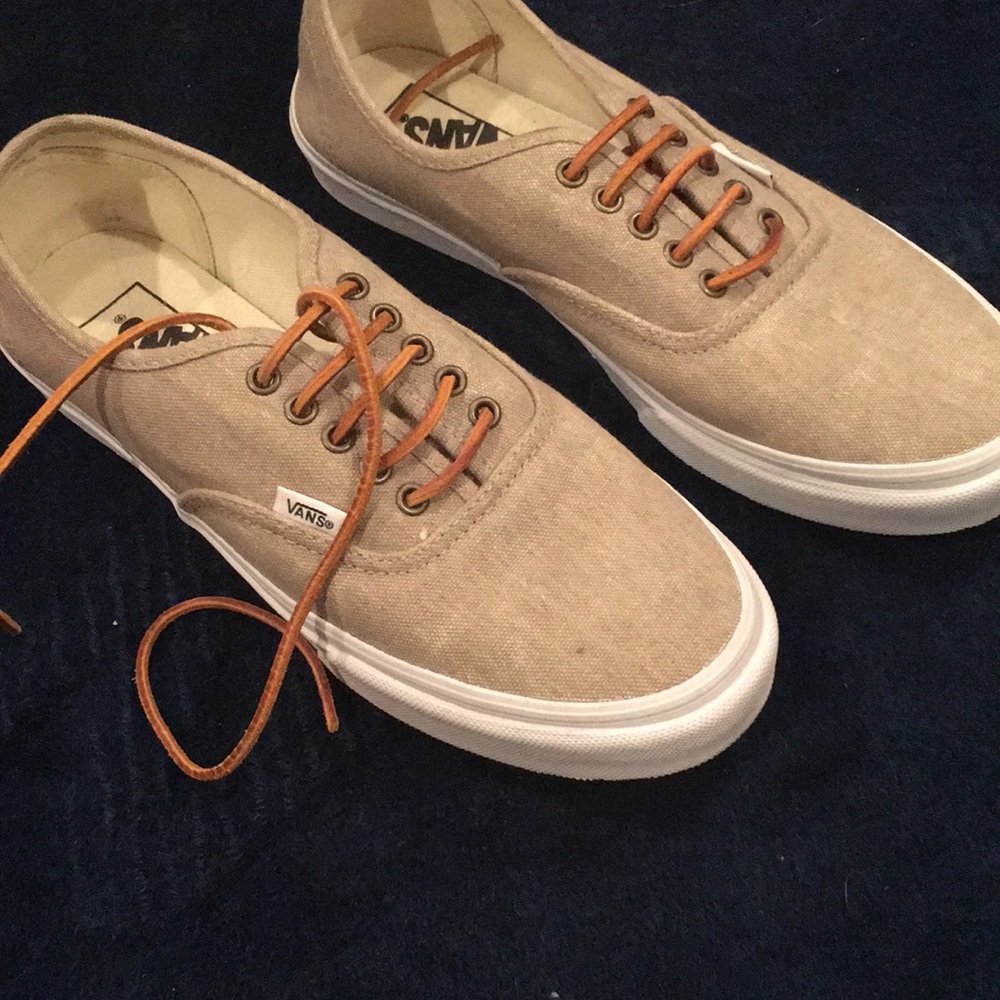 Tan vans with leather lace